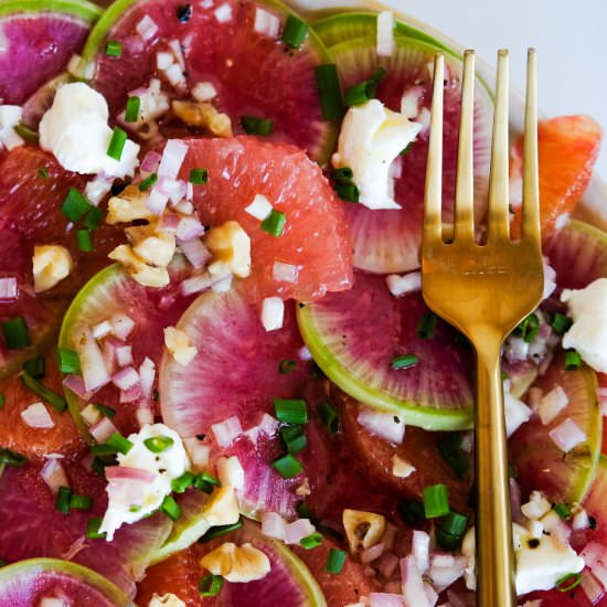 Watermelon Radish & Citrus Salad - Recipe photo by Everyday Gourmet with Blakely