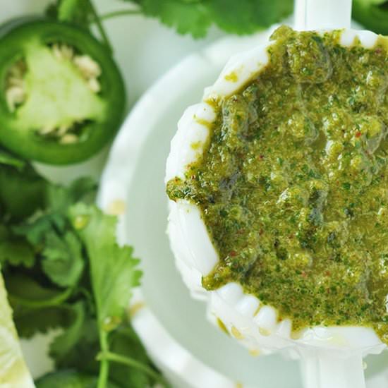 Sweet and Spicy Cilantro Sauce - Recipe photo by sweetrusticbakes