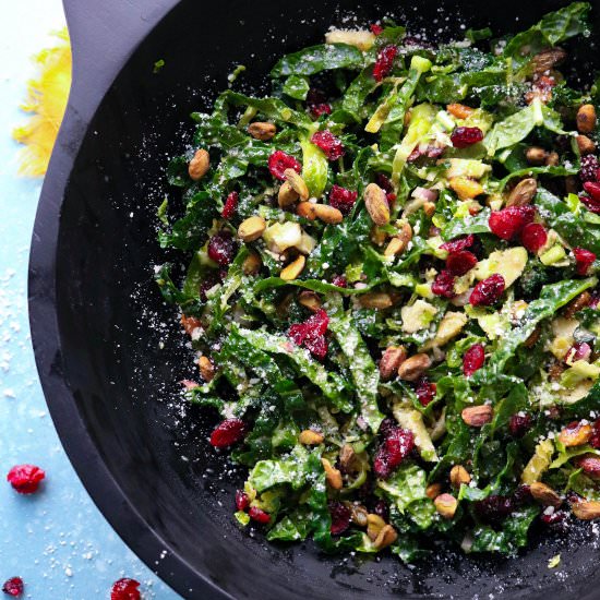 Kale and Brussel Sprout Salad - Recipe photo by Pinchmegood