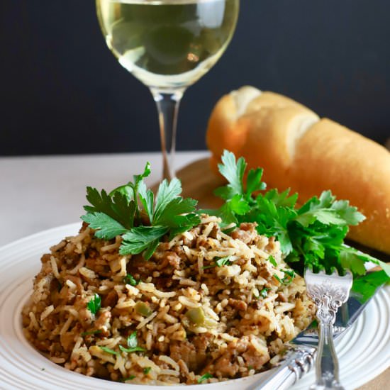 Cajun Dirty Rice with Sausage - Recipe photo by Grits and Pinecones