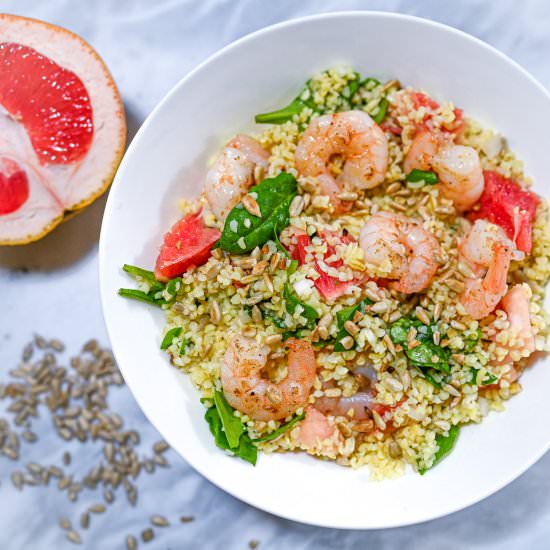 Prawn and Grapefruit Bulgur Salad - Recipe photo by skinnyspatula