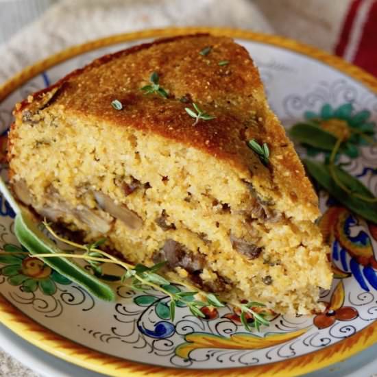 Savory Polenta Cake with Mushrooms - Recipe photo by cookingontheweekends