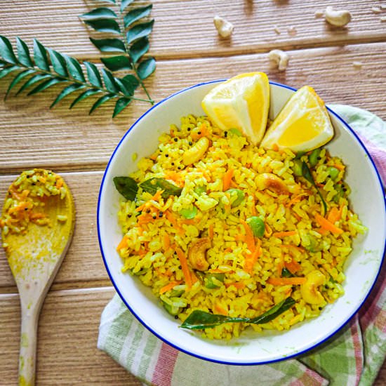Lemon rice recipe with brown rice - Recipe photo by Sheeba@gohealthy