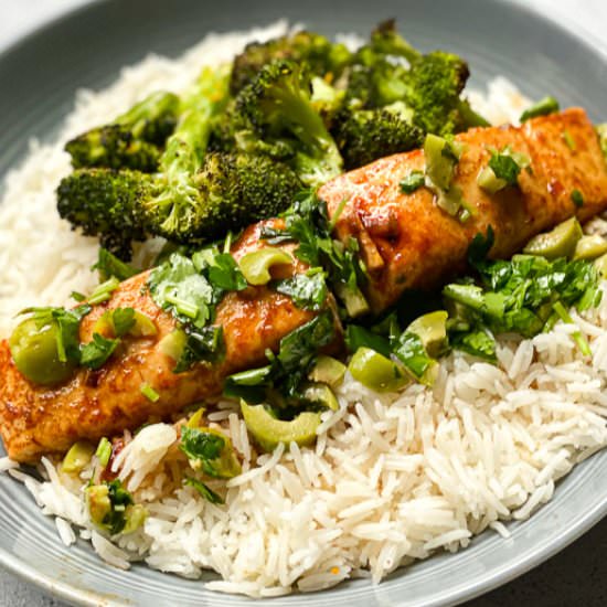 Glazed Halibut with Olives & Herbs - Recipe photo by ThreeTeasKitchen