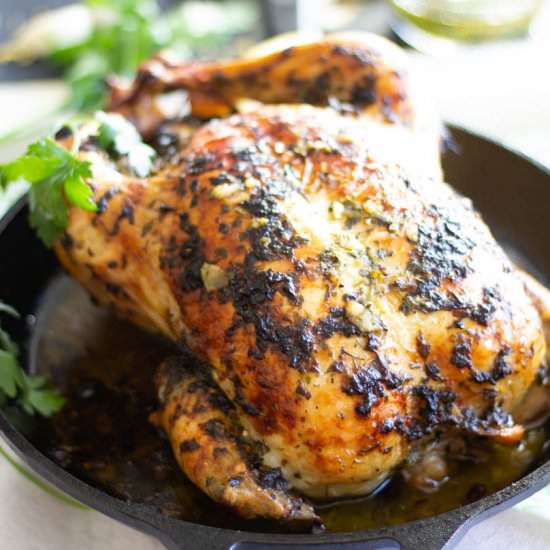 Lemon Chimichurri Roast Chicken - Recipe photo by HungryEnoughToEatSix