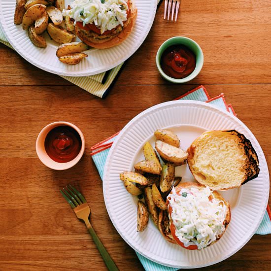 Salmon Burgers with Caper Slaw - Recipe photo by thefigjar