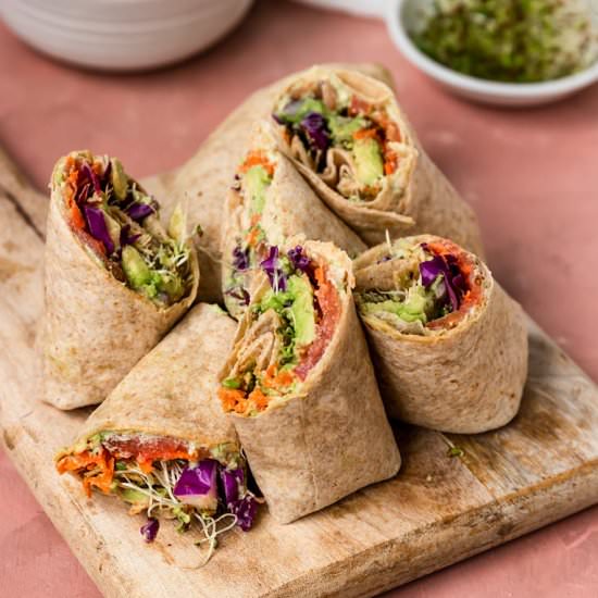 Edamame Hummus Veggie Wraps - Recipe photo by ShortGirlTallOrder