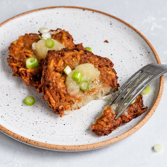 Vegan Potato Latkes - Recipe photo by ShortGirlTallOrder