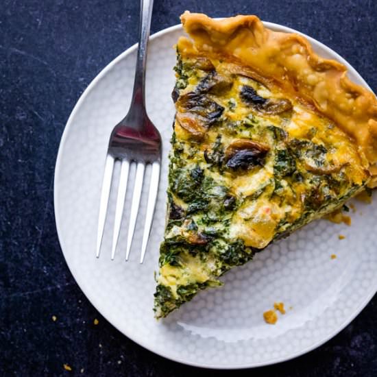 Kale and Mushroom Quiche - Recipe photo by garlic and zest
