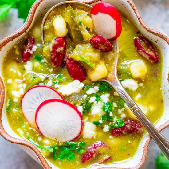 20-Minute Easy Vegan Pozole Verde - Recipe photo by Averie