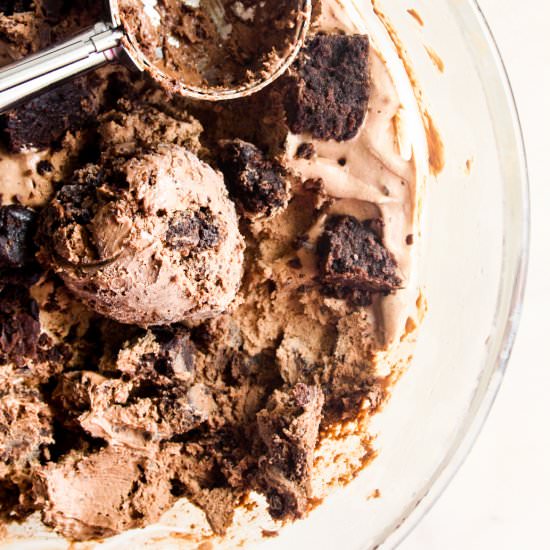 Chocolate Brownie Ice Cream - Recipe photo by The Desserted Girl