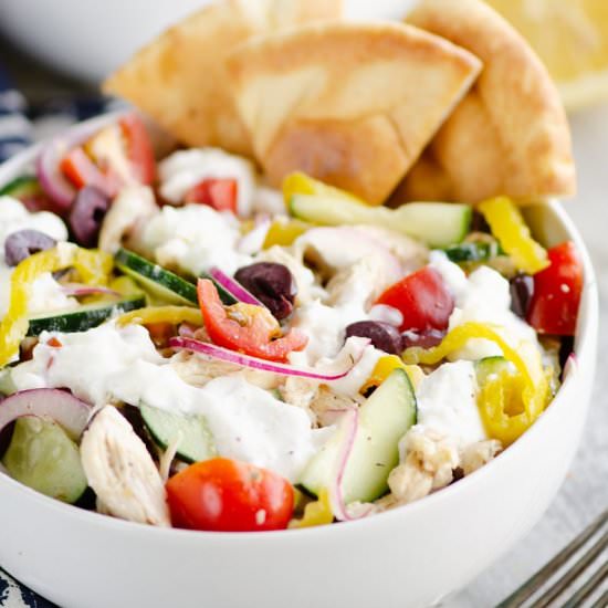 Greek Chicken Pita Bowl - Recipe photo by The Creative Bite