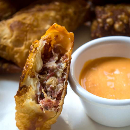 Reuben Egg Rolls - Recipe photo by JawnsICooked