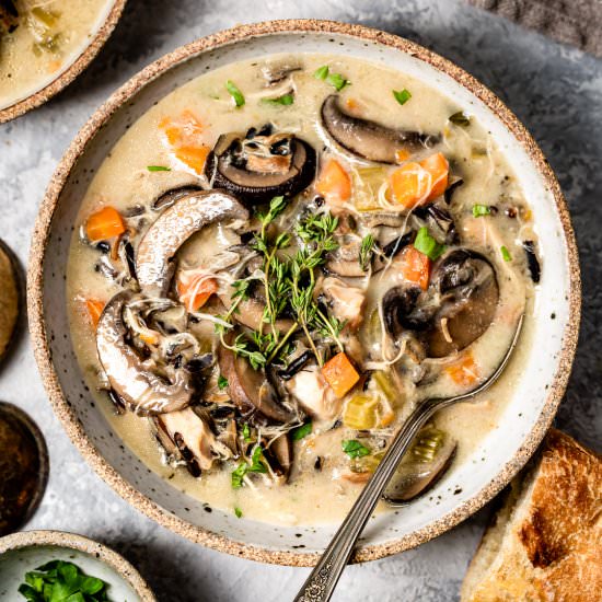Instant Pot Chicken Wild Rice Soup - Recipe photo by foolproofliving.com