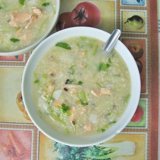 Salmon, Mountain Yam Nagaimo Congee - Recipe photo by escapetofood