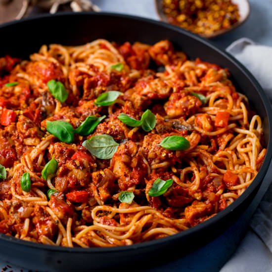 Chicken Red Pepper Pasta - Recipe photo by KitchenSanctuary