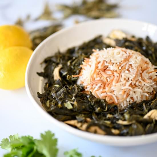 Molokhia with Roz - Recipe photo by SimplyLebanese