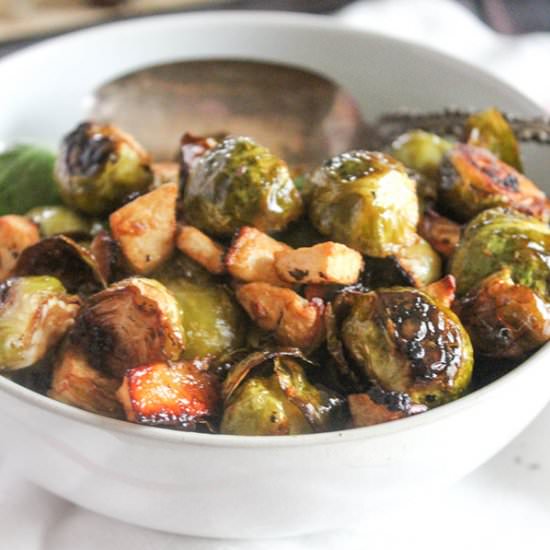Roasted Brussels Sprouts with Apple - Recipe photo by Simple and Savory