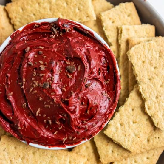 Red Velvet Cheesecake Dip - Recipe photo by lemons and zest