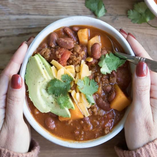 Sweet Potato Vegetarian Chili - Recipe photo by Howe We Live