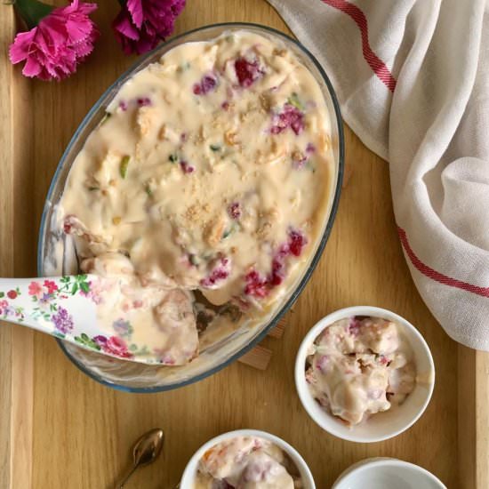 Berries & Custard Cake Pudding - Recipe photo by butfirstchai