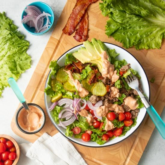 Loaded Burger Bowls - Recipe photo by wholefully
