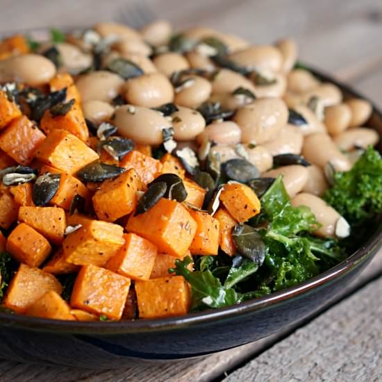 Kale Salad with Sweet Potato - Recipe photo by Blueberry Vegan