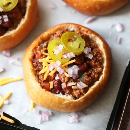 Mini Bread Bowl Chili - Recipe photo by bellyfull