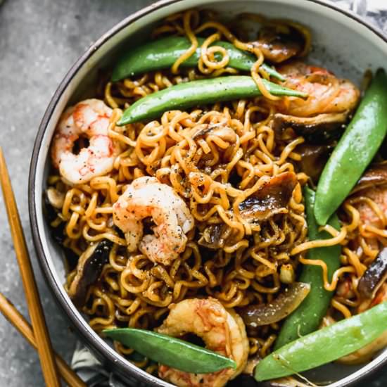 Shrimp Ramen Stir Fry - Recipe photo by cookingforkeeps
