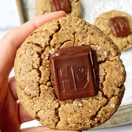 Salty Dark Chocolate Bar Cookies - Recipe photo by Donut Worry Be Healthy