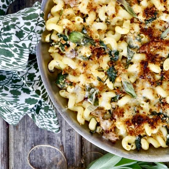 Skillet Baked Pasta With Sausage - Recipe photo by simmerandsauce