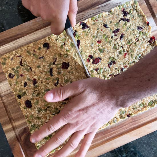 No Bake Chewy Granola Bar - Recipe photo by Plant Based Folk