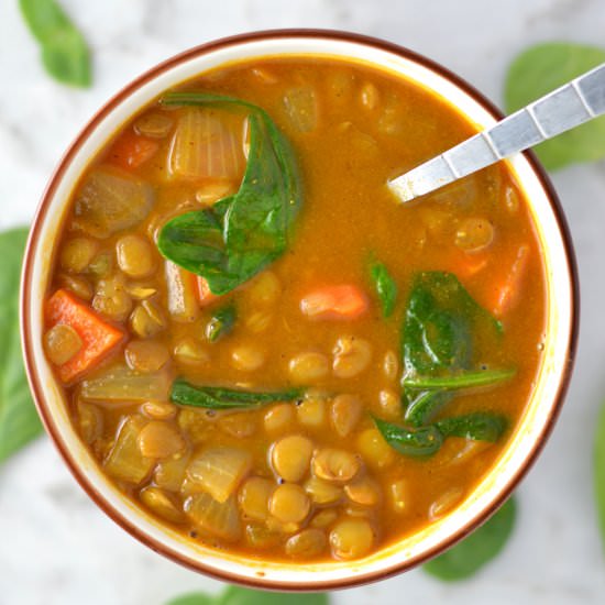 Vegan Coconut Curry Lentil Soup - Recipe photo by atasteofmadness