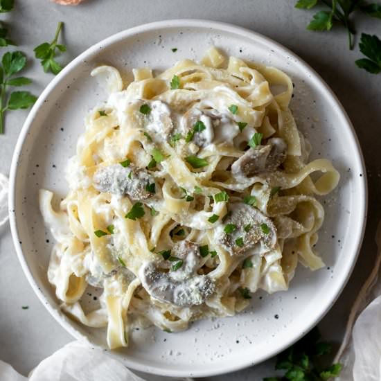 Creamy Mushroom Fettuccine - Recipe photo by Gluten Free Stories