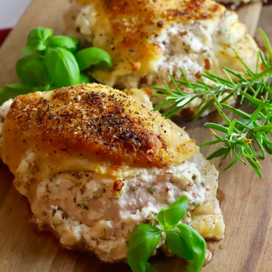 Cheesy Herb Stuffed Chicken Breasts - Recipe photo by Grits and Pinecones