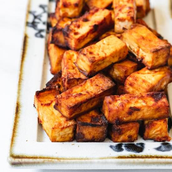 Air-Fried Smoky Tofu - Recipe photo by ellielikes.cooking