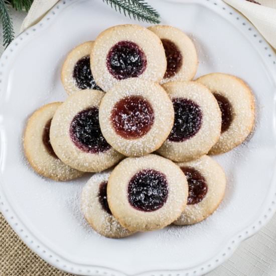 Lemon Raspberry Jam Thumbprints - Recipe photo by noshingwiththenolands