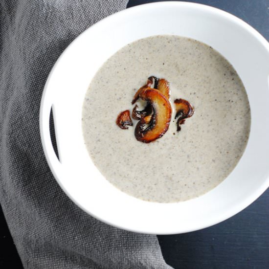 Creamy mushroom soup - Recipe photo by white plate blank slate