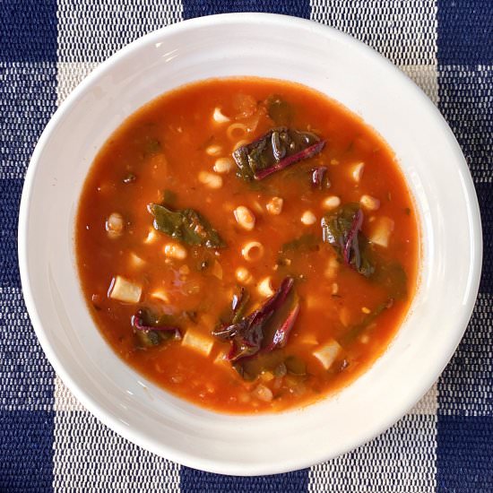 Pasta e Fagioli Soup with Chard - Recipe photo by thirstyradish