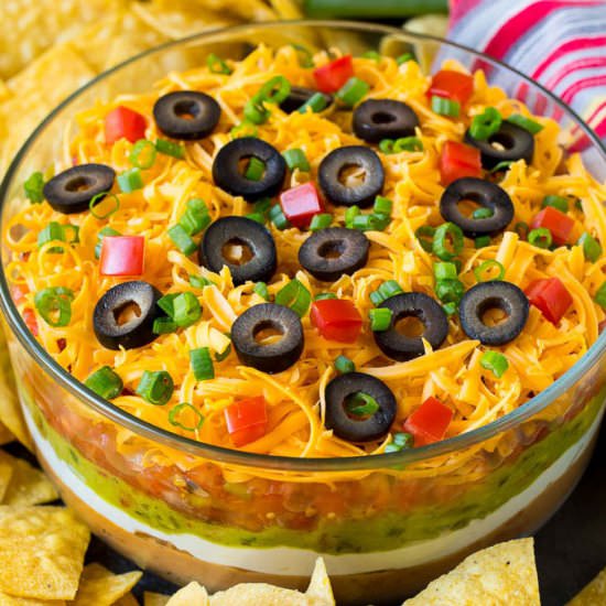7 Layer Dip - Recipe photo by dinneratthezoo