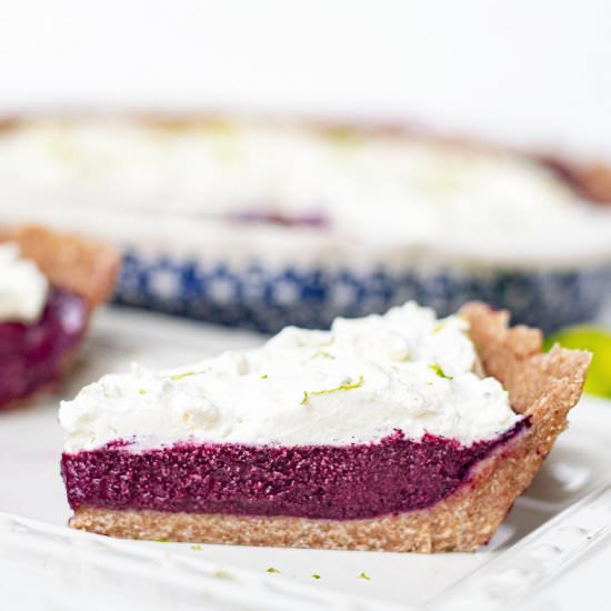 NO-BAKE VEGAN BLUEBERRY LIME PIE - Recipe photo by Whisk in Wellness