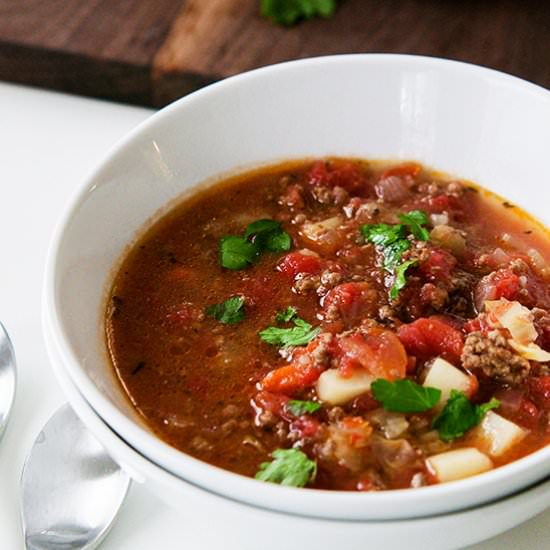 Classic Hamburger Vegetable Soup - Recipe photo by Candy Jar Chronicles