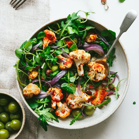 Vegan roasted warm cauliflower salad - Recipe photo by TheLittlePlantation