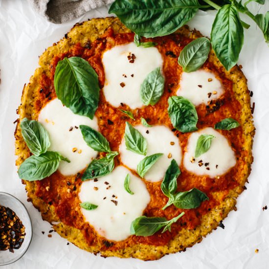 Cauliflower Pizza Crust - Recipe photo by Downshiftology