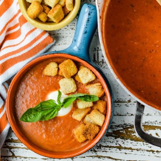Healthy-ish Tomato Basil Soup - Recipe photo by linger