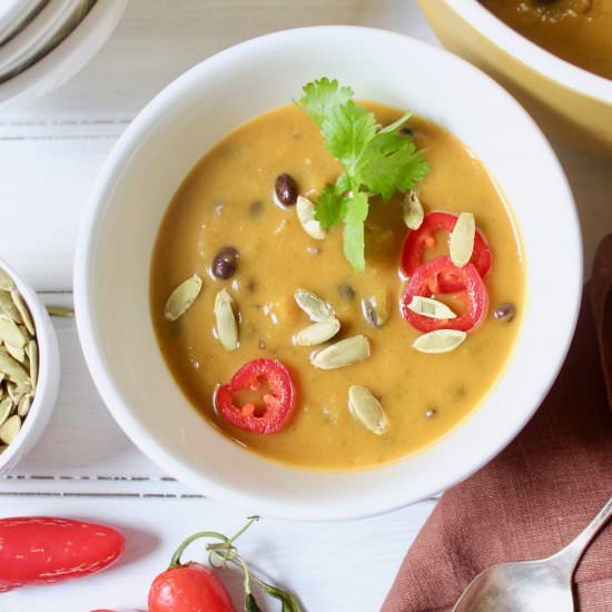 Butternut Black Bean Soup - Recipe photo by the good eats co
