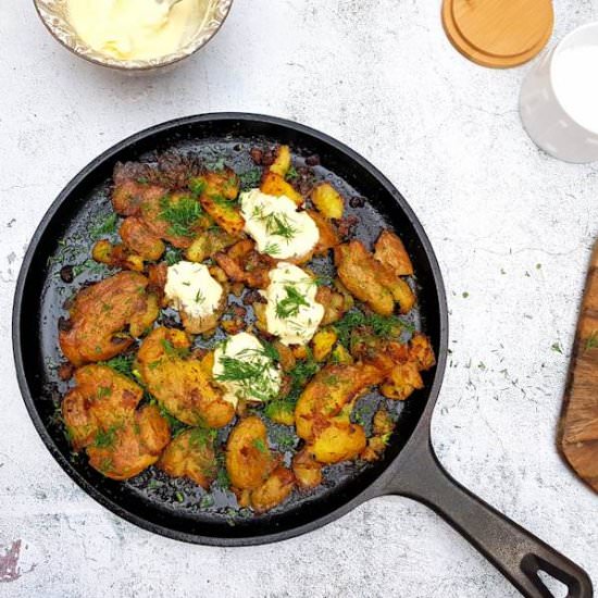 roasted smashed potatoes - Recipe photo by Cuisine Fiend