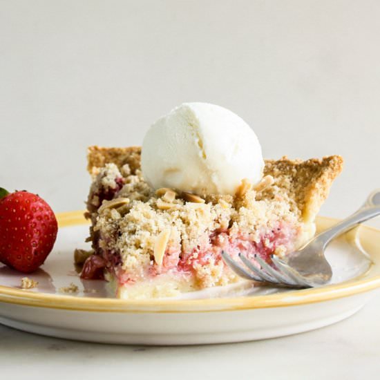 Strawberry Crumble Pie - Recipe photo by The Desserted Girl