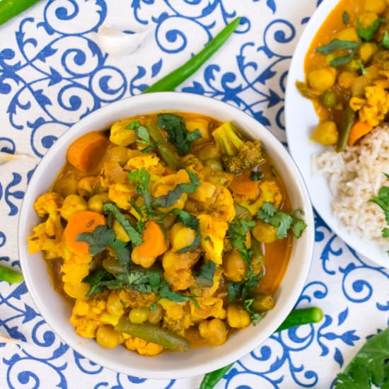 Chickpeas And Veggie Curry!! - Recipe photo by mghthakkar
