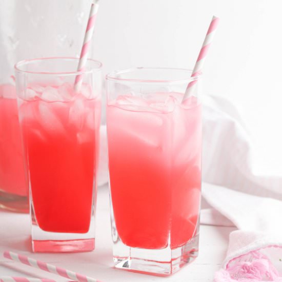 VALENTINE'S DAY PINK LEMONADE PUNCH - Recipe photo by gathering beauty